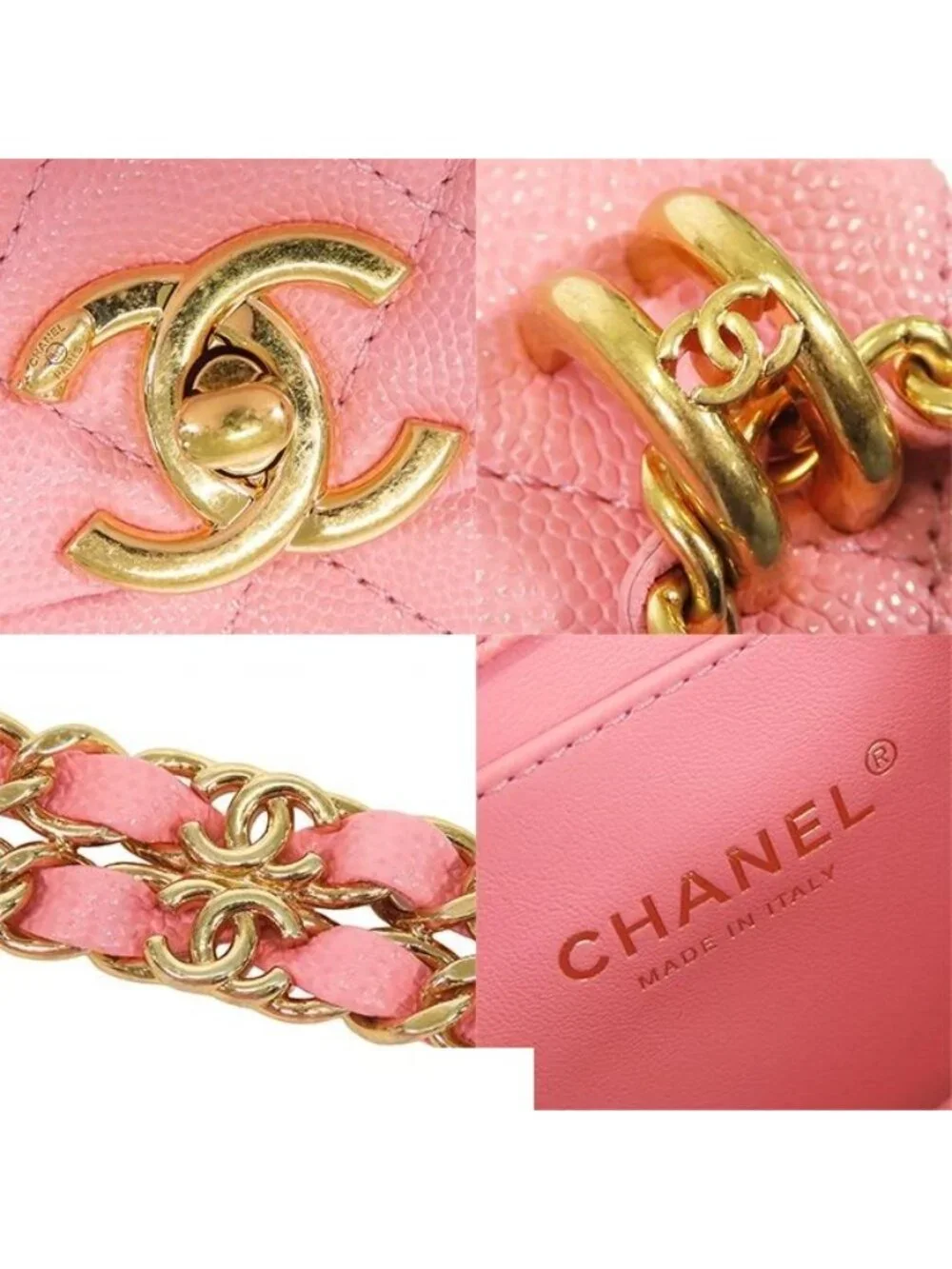 Chanel Chain Pink Gold Caviar Leather Quilted 20 Single Flap Shoulder Bag